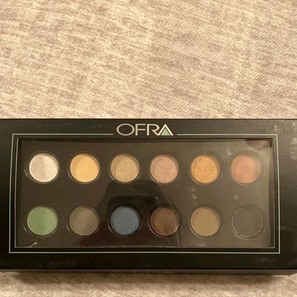OFRA Eyeshadow Palette with Green, Blue, and Gold Hues